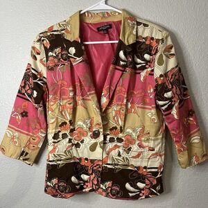Notations Petite Large Blazer With Padding Floral Whimsical